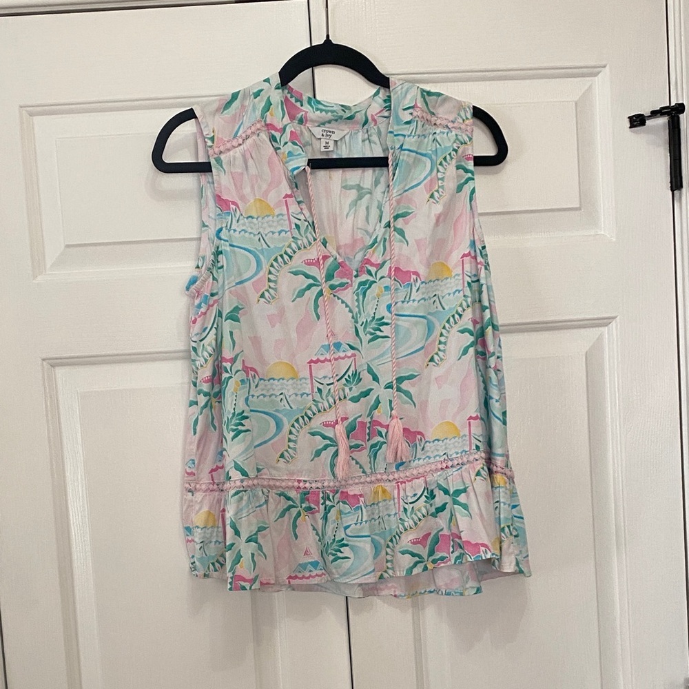 Crown & Ivy Pastel Tropical Blouse